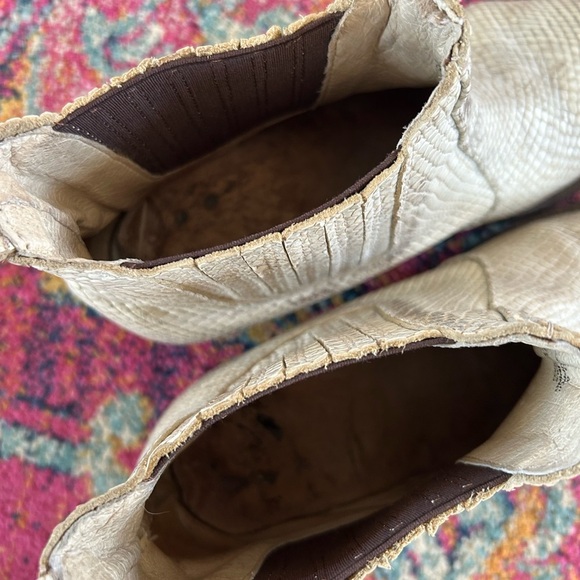 Freebird by Steven | Women’s cream faux snakeskin Lasso Ankle bootie slight heel - Picture 3 of 12